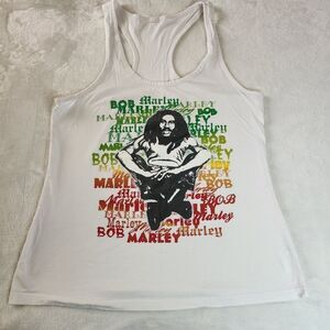 Bob Marley White Racer Back Tank Top With Colorful Graphics Size XL/Small